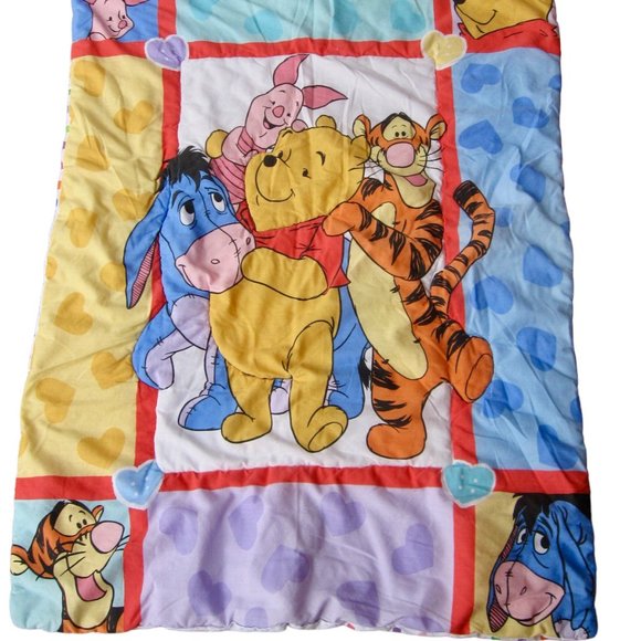 Vintage 90s Disney Winnie the Pooh Gang Baby Toddler Comforter